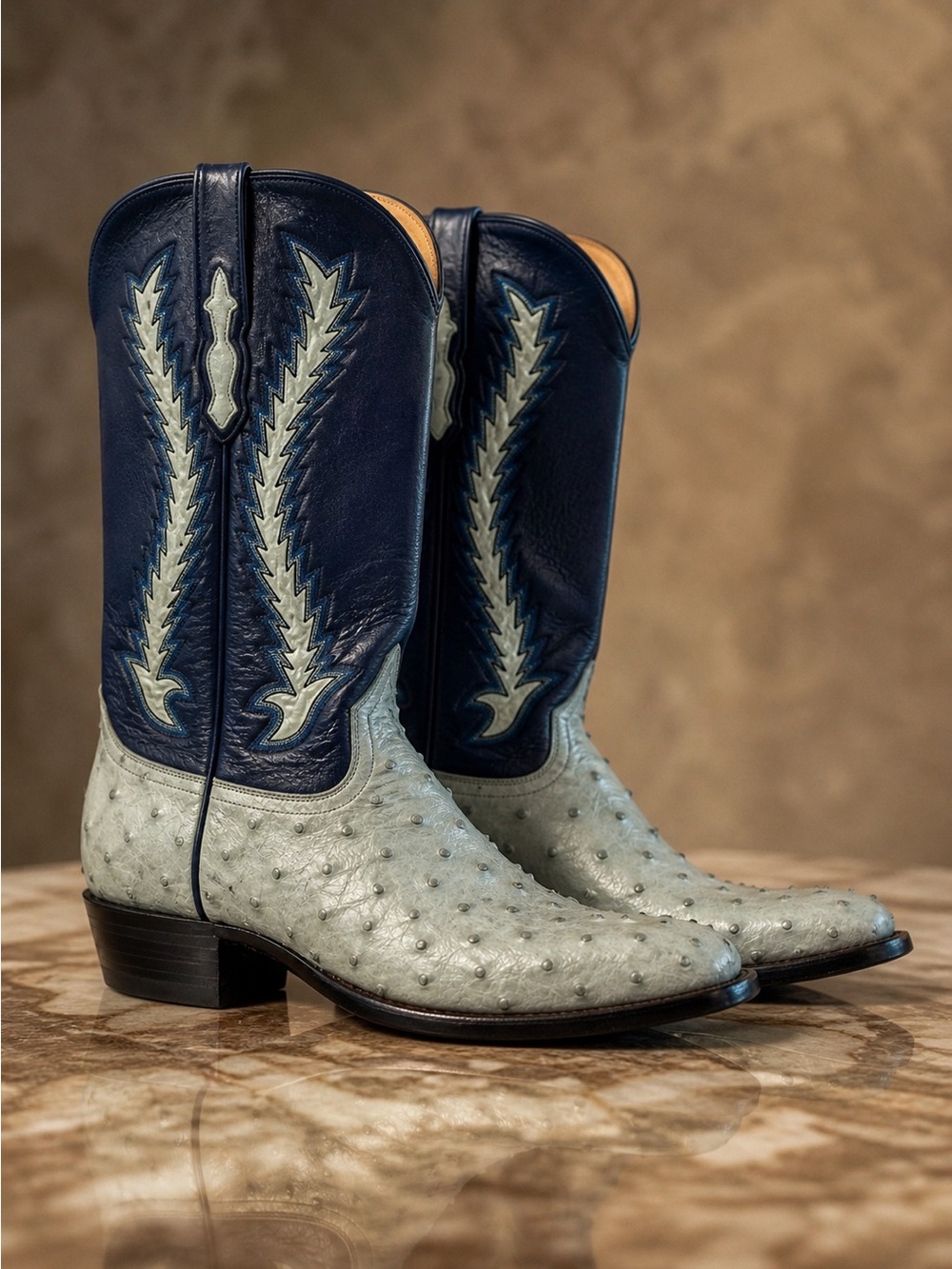 Custom Vintage Rodney Ammons  Full Quill Ostrich Boots Western Cowboy Boots Sz 9